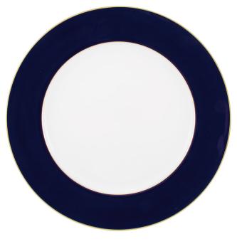 Assiette de présentation bleu de four avec filet or - Raynaud